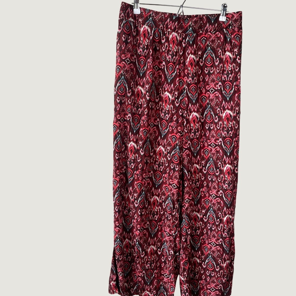 Torrid High-Rise Pull-On Wide-Leg Challis Pants Boho Floral Red Teal Size 4S
